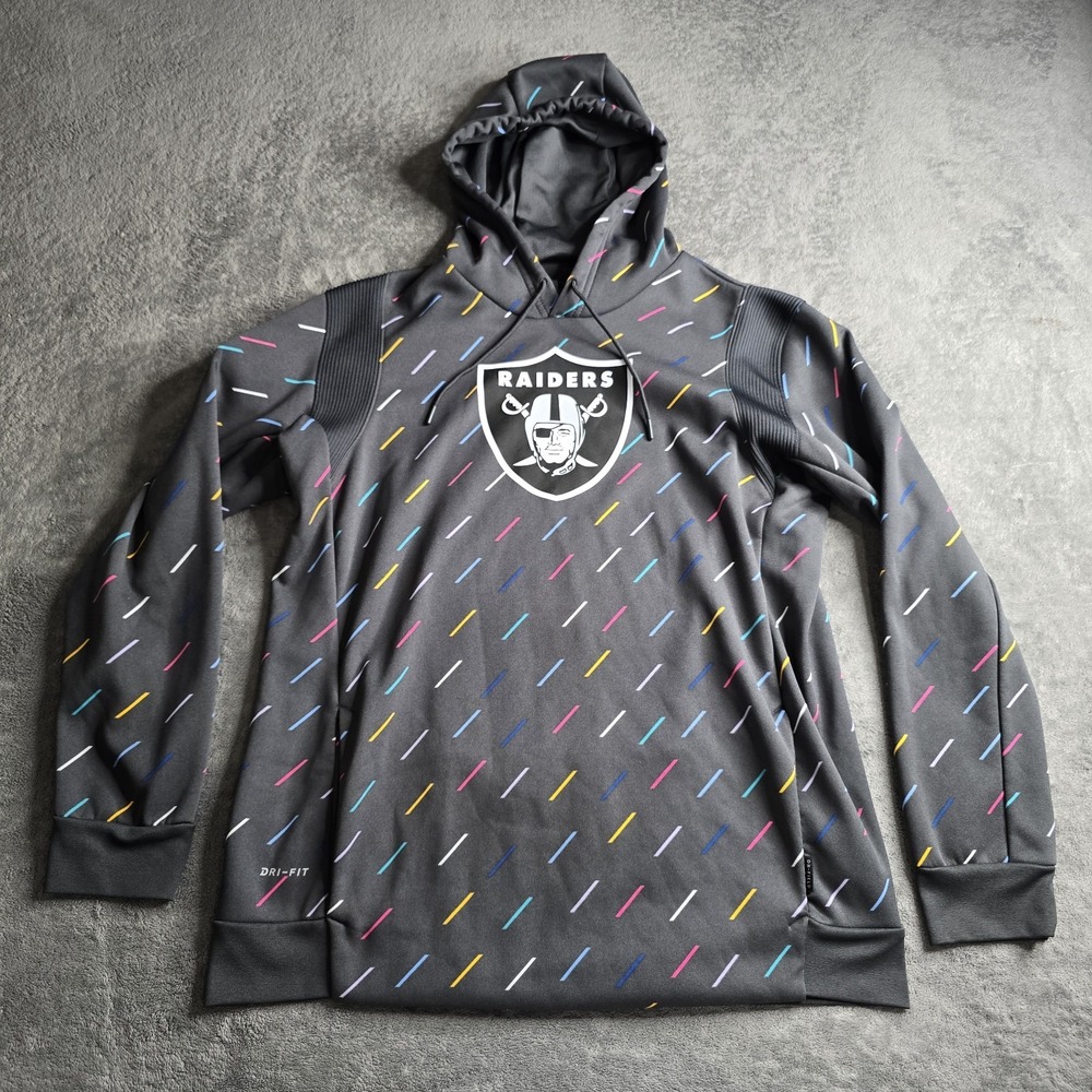 Nike NFL Las Vegas Raiders Crucial Catch Hoodie Mens Large Gray Dri-Fit Football